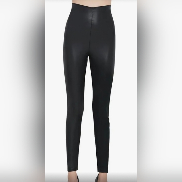 Everbellus Eco Leather High Rise Black Leggings - Picture 1 of 13